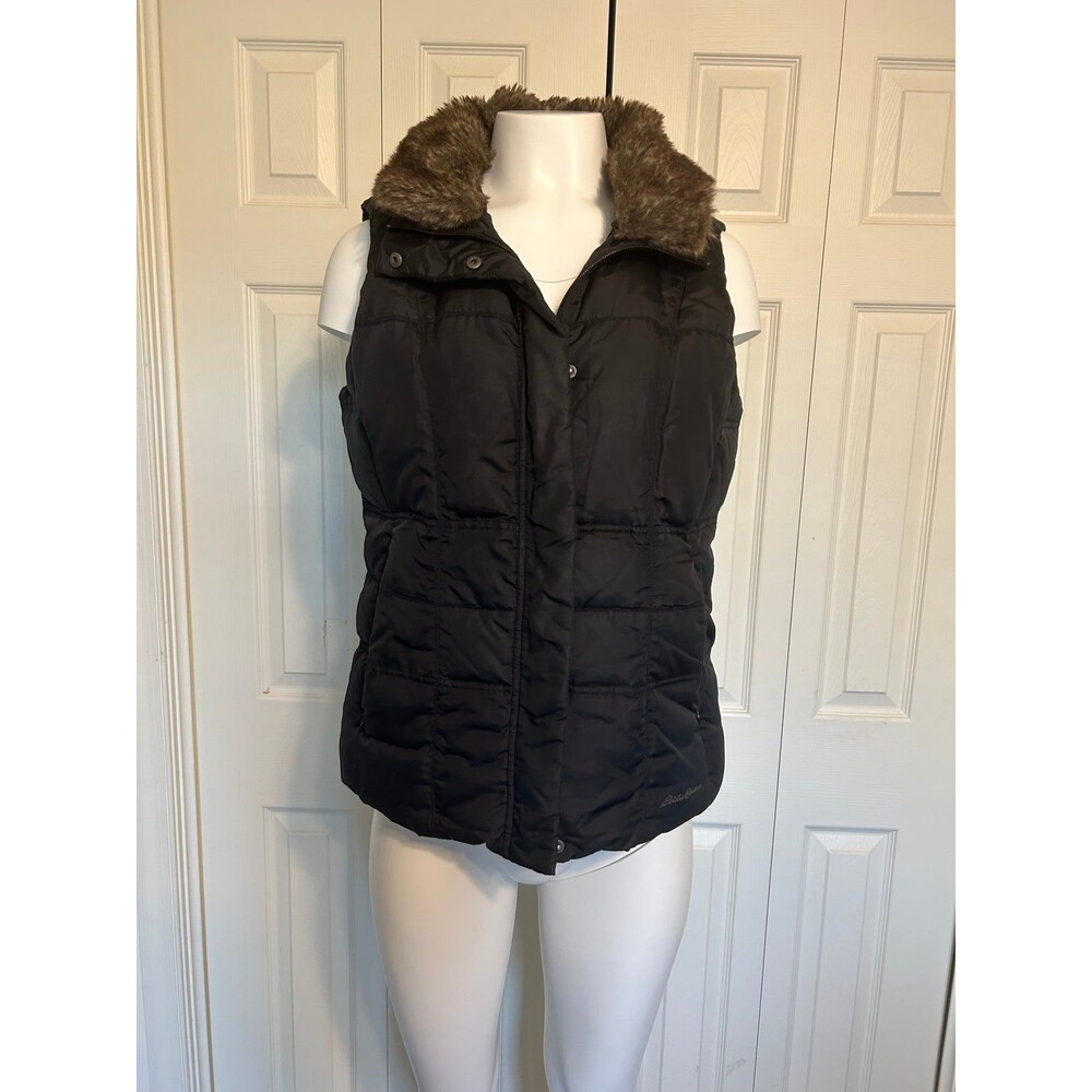 Eddie Bauer womens Down Vest with Detachable Faux Fur Collar Size M